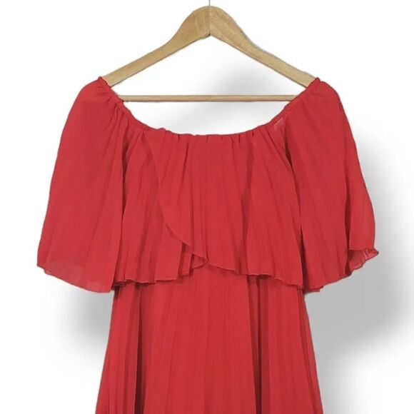 NEW ASOS Design Pleated Bandeau Double Layer Midi Dress in Soft Red Size 4 - Picture 5 of 11